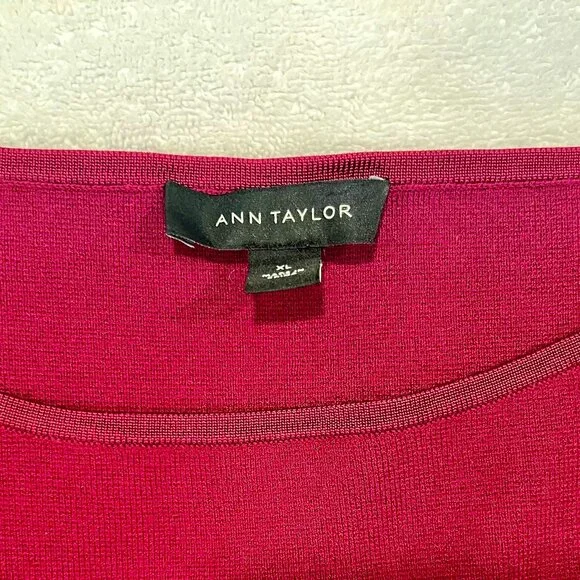 Ann Taylor Shimmer Trim Flare Sleeve Sweater in Plum size XL - Picture 3 of 6